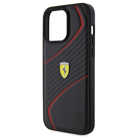 Etui Ferrari Twist Metal Logo na iPhone 15 Pro Max - czarne