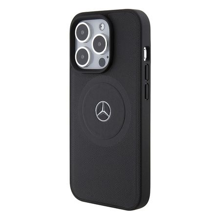 Etui Mercedes Crossed Lines Pattern Leather MagSafe na iPhone 15 Pro Max - czarne