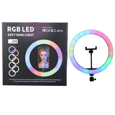 Lampa pierścieniowa LED RGB 12" cali statyw 200cm