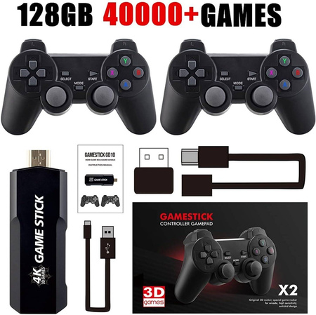 4K 3D Konsola Retro X2 HDMI Game Stick 128GB 20 języków + 2 PADY
