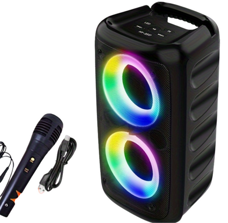Przenośny głośnik Bluetooth z LED RGB i uchwytem – imprezowy, wielofunkcyjny, Kolumna Karaoke