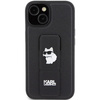 Etui Karl Lagerfeld Gripstand Saffiano Choupette Pins na iPhone 15 - czarne