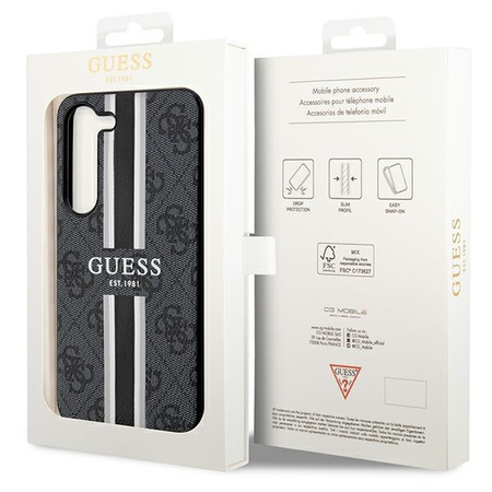 Etui Guess 4G Printed Stripes na Samsung Galaxy S23 - czarne