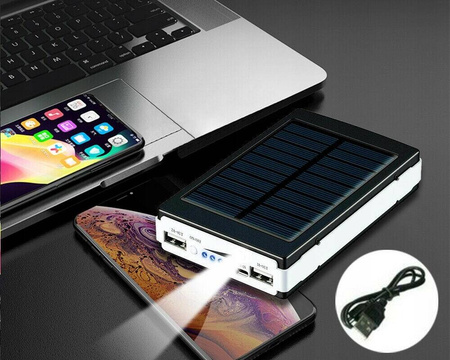Power Bank Solarny 20000 mAh  Latarka, Ładowanie Słoneczne i Sieciowe