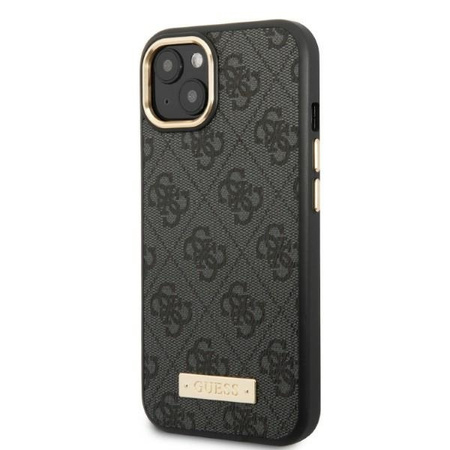 Etui Guess 4G Logo Plate MagSafe na iPhone 13 - czarne