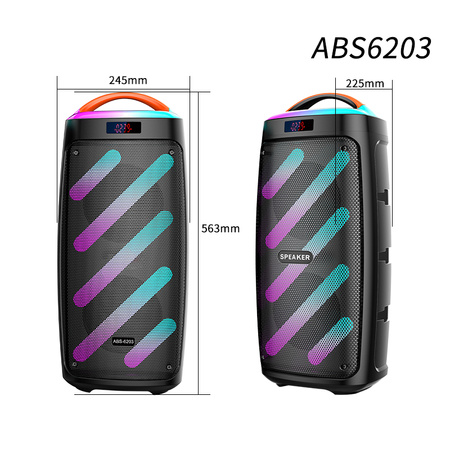 Przenośny głośnik imprezowy z oświetleniem RGB, Kolumna KARAOKE 20W, Bluetooth/FM, TWS, 2×6,5″ 