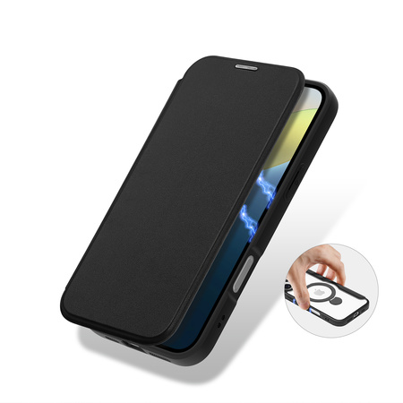 Etui Dux Ducis Skin X Pro na iPhone 16 z MagSafe, klapką i podstawką - czarne