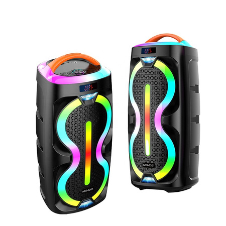 Przenośny Głośnik Stereo KARAOKE 2×6,5″ z BT, USB/TF, AUX, FM, LED RGB, Pilotem i Mikrofonem