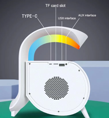 Bezprzewodowy głośnik TF RGB Stacja Ładująca 15W, lampa nocna