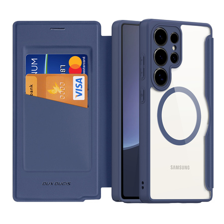 Etui Dux Ducis Skin X Pro na Samsung Galaxy S25 Ultra z MagSafe i portfelem - niebieskie