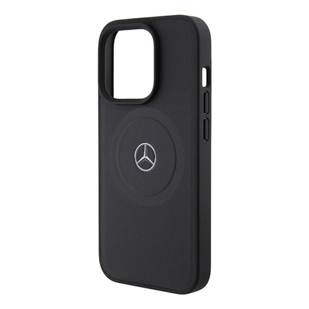 Etui Mercedes Crossed Lines Pattern Leather MagSafe na iPhone 15 Pro Max - czarne
