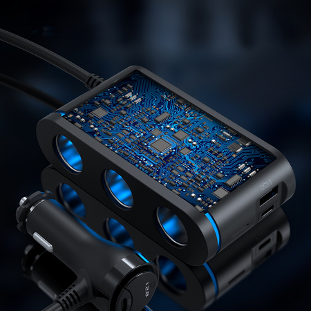 Ładowarka Choetech TC0021 samochodowa 2x USB-C PD 1x USB-A QC 3x gniazdo zapalniczki - czarna