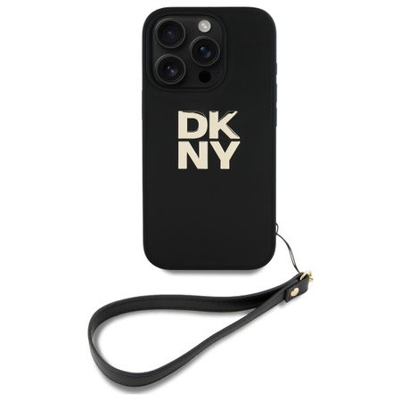 Etui DKNY Wrist Strap Stock Logo na iPhone 16 Pro Max - czarne