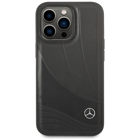 Etui Mercedes Leather Wave Patern na iPhone 14 Pro - czarne