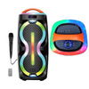 Przenośny Głośnik Stereo KARAOKE 2×6,5″ z BT, USB/TF, AUX, FM, LED RGB, Pilotem i Mikrofonem