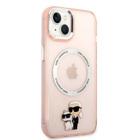 Etui Karl Lagerfeld Iconic Karl&Choupette MagSafe na iPhone 14 - różowe