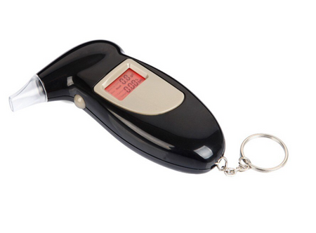 Alkomat Czarny Brelok  Podświetlenie LCD Tester Alkoholu Cyfrowy z 5 ustnikami
