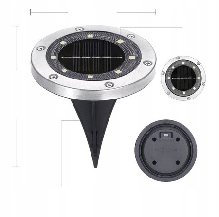 LAMPKI SOLARNE GRUNTOWE DISK LIGHT 4 szt RGB KOLOR