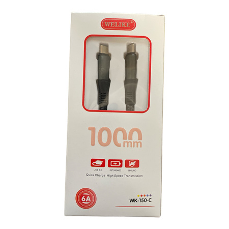 Kabel USB C do USB C w oplocie mocny do 6A 120W 1M