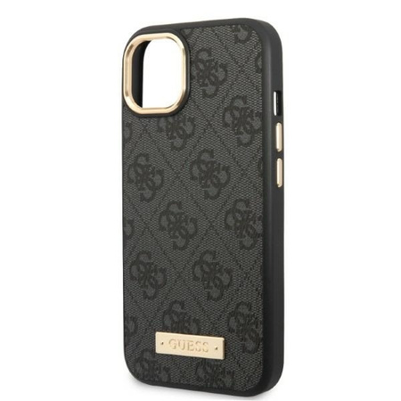 Etui Guess 4G Logo Plate MagSafe na iPhone 13 - czarne