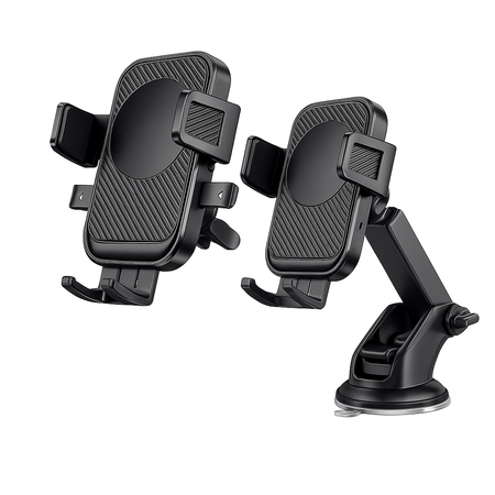Uchwyt samochodowy na telefon 2w1 – do kratki i na szybę/deskę, stabilny, regulowany
