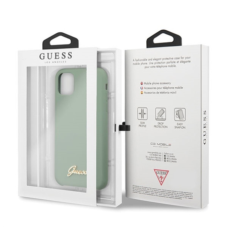 Etui Guess Silicone Vintage Gold Logo na iPhone 11 Pro - khaki