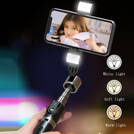 Selfie Stick bluetooth z lampą doświetlającą - Tripod monopod 1.14m