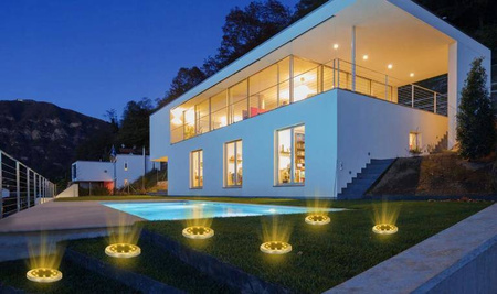 LAMPKI SOLARNE GRUNTOWE DISK LIGHT 4 szt RGB KOLOR