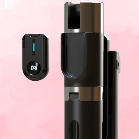 Selfie Stick bluetooth z lampą doświetlającą - Tripod monopod 1.14m