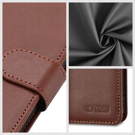 Etui Tech-Protect Wallet na Samsung Galaxy A14 4G / 5G - brązowe
