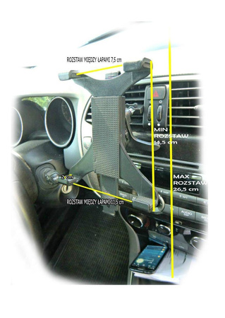 Uchwyt samochodowy na tablet do kratki 8 do 10,1