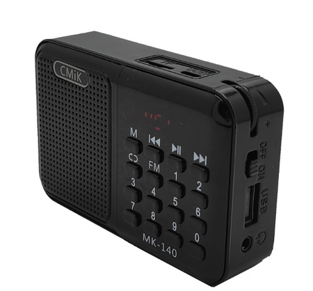  Przenośne Mini Radio FM - AUX, MicroSD, USB, Wymienny Akumulator 18650, Mocny Bas