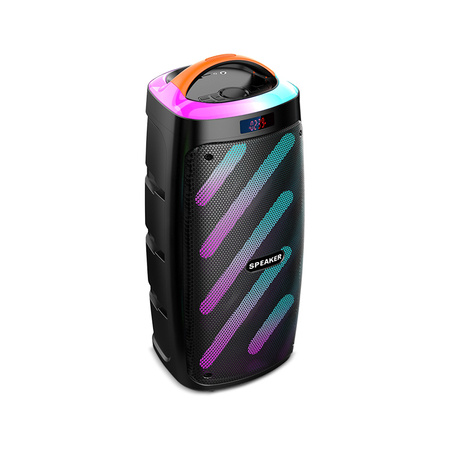 Przenośny głośnik imprezowy z oświetleniem RGB, Kolumna KARAOKE 20W, Bluetooth/FM, TWS, 2×6,5″ 
