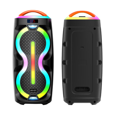 Przenośny Głośnik Stereo KARAOKE 2×6,5″ z BT, USB/TF, AUX, FM, LED RGB, Pilotem i Mikrofonem