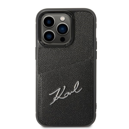 Etui Karl Lagerfeld Signature Logo Cardslot na iPhone 14 Pro 6,1" - czarne
