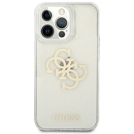 Guess GUHCP13LPCUGL4GTR iPhone 13 Pro / 13 6,1" transparent hard case Glitter 4G Big Logo