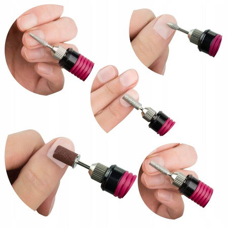 Zestaw FREZARKA do paznokci + frezy + kapturki