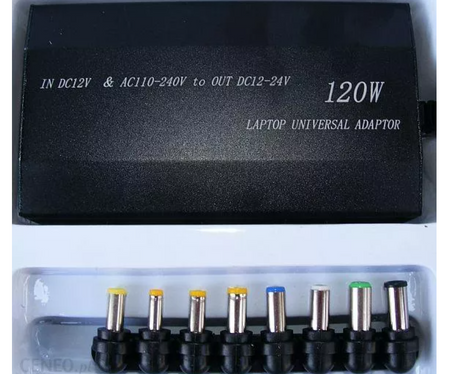 Uniwersalny zasilacz do laptopa 220V/12V USB 120W 9 końcówek
