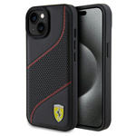Etui Ferrari Perforated Waves Metal Logo na iPhone 15 / 14 / 13 - czarne