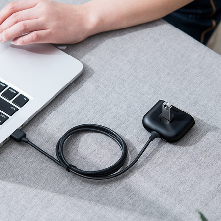 HUB Baseus Square USB-A do 1x USB-A 3.2 Gen 1 / 3x USB 2.0 z kablem 1m - czarny