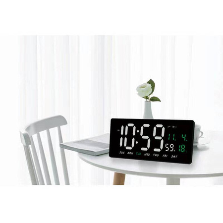 Zegar ścienny LED data czas temperatura 36x15cm funkcja alarmu