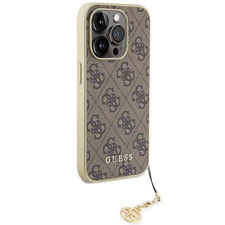 Etui Guess 4G Charms Collection do iPhone 15 Pro - brązowe
