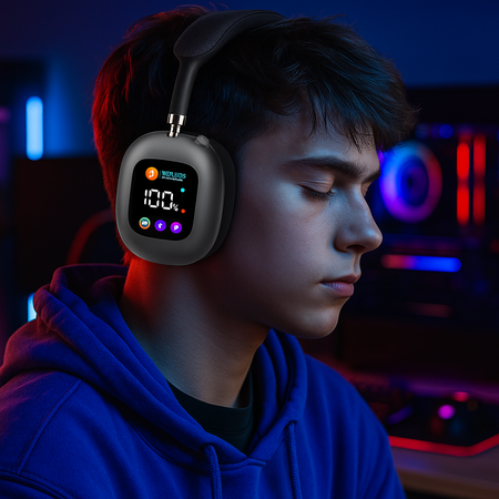 Słuchawki bezprzewodowe TWS Bluetooth 5.1 z ekranem LED, dotykowym sterowaniem i dźwiękiem HiFi bass