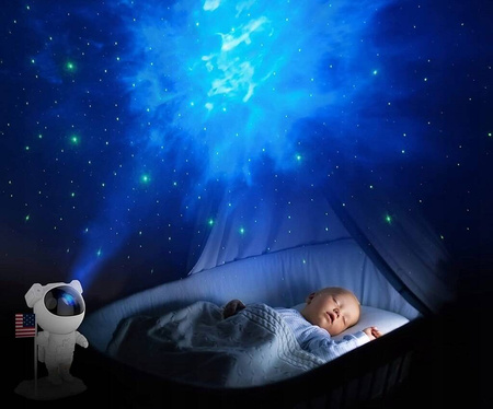 PROJEKTOR GWIAZD Lampka Nocna Rzutnik Dla Dzieci Led Laserowy ASTRONAUTA