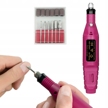 Zestaw FREZARKA do paznokci + frezy + kapturki