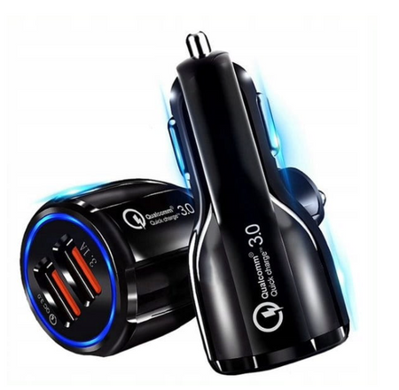 Samochodowa Ładowarka Quick Charge 3.0 - 2x USB 3.1A, 12/24V, Funkcja SMART
