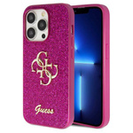 Etui Guess Glitter Script Big 4G na iPhone 15 Pro - fioletowe