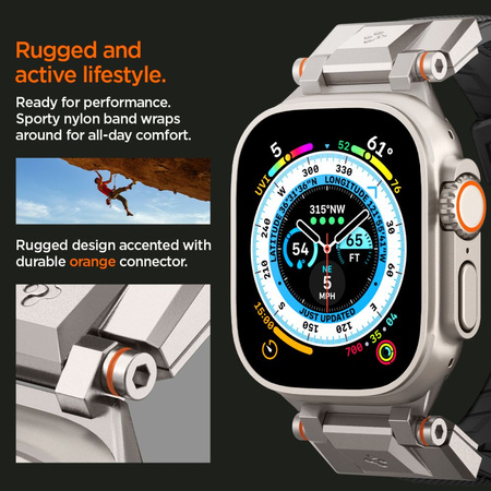 Pasek Spigen Durapro Armor na Apple Watch 4/5/6/7/8/9/SE/ Ultra (42/44/45/49 mm) - czarne