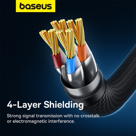 Baseus szybki kabel internetowy RJ45 cat.7 10Gbps 0.5m pleciony czarny