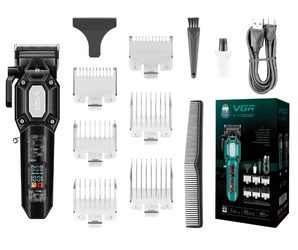 Maszynka do strzyżenia włosów VGR V-600 LED 2000 mAh, 6 nasadek, USB